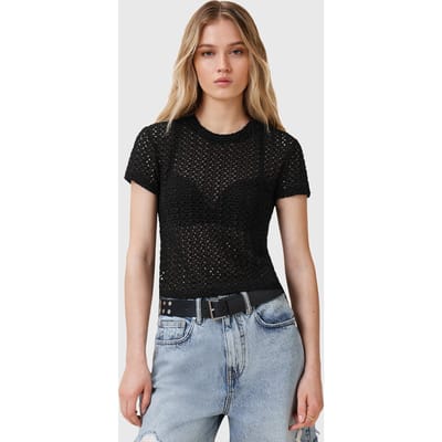 AllSaints Karma Stevie Tee Black Maat: 2 | Tops Outlet | Dames | Zwart