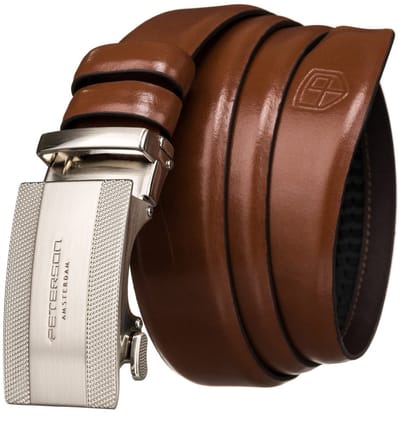 Peterson - Leren Riem met Automatische Gesp - Bruin - 85 cm