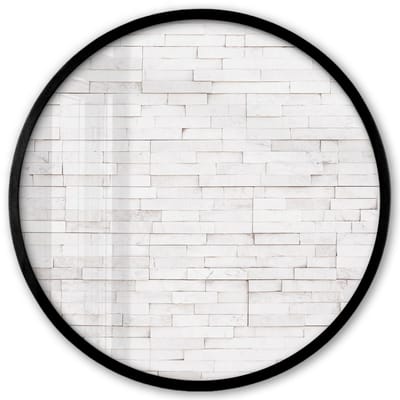 Poster in lijst Rond - Fotolijst 40x40 cm - Posters - Steen - Bakstenen - Wit - Textuur - Ronde posterlijst zwart - Decoratie - Wanddecoratie woonkamer - Muurdecoratie slaapkamer