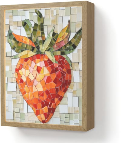 Wandlamp 30x40 cm - Oplaadbaar - Aardbei - Rood - Mozaïek - Fruit - Wandlampen binnen woonkamer - Slaapkamer lamp - Decoratieve nachtlamp - Vloerlamp draadloos