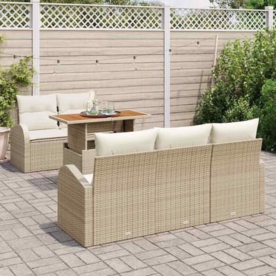 vidaXL - Tuinbank - Set - 6 - st - beige - en - crèmekleurig