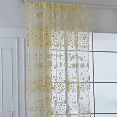 Dailygoods - Elegante Doorschijnende Bloemen Voile Gordijnen voor Woonkamer en Slaapkamer - 100x250cm Geel