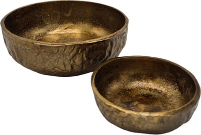 Deco4yourhome® - Schaaltjes - Set van 2 - Hapjes - Pokebowl - Tokio - Antiek Goud - Gold - 20cm