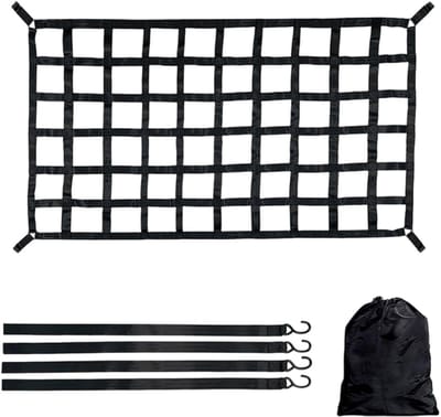 Bagagenet voor vrachtwagens pick-up, 208 x 127 cm bagagerooster, vrachtnet, achterklepnet, veiligheidsgordelnet voor ladingbeveiliging laadvloer