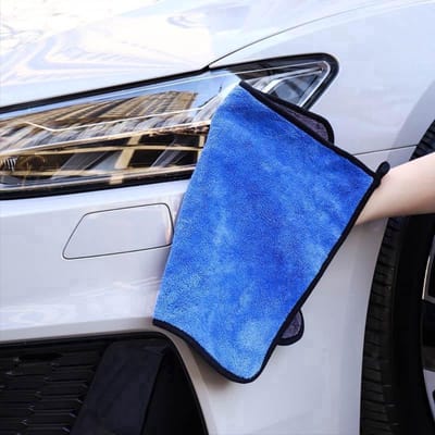 CHPN - Microvezel doek - Microvezel Autodoek - Autopoetsdoek - Schoonmaakdoek voor Auto - Microvezel doek - Droogdoek - 30/30 cm - Blauw/Zwart