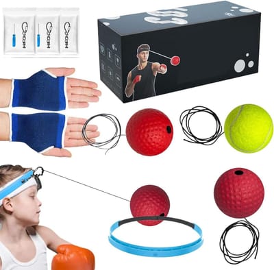 Boksreflexbal Set - Trainingsbal Boksen - Verbeter Coördinatie - Verstelbare Hoofdband - Diverse Ballen - Meerdere Kleuren