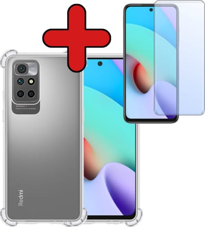 Hoesje - Met Screenprotector - Geschikt voor Xiaomi Redmi 10 2022 - Sterk & Shockproof - Back Cover - Siliconen Case - Telefoon Hoes - Shock Proof - Telefoonhoes - Transparant