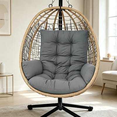 Kussen voor hangschommel, hangstoelkussen, tuinkussen, hangmand, zitkussen, wasbaar, dikke hangstoel, zitkussen voor hangmand, outdoor, donkergrijs
