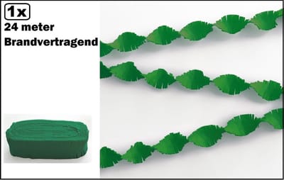 Crepe guirlande brandvertragend groen 24meter -BRANDVERTRAGEND - verjaardag vlaglijn festival thema feest