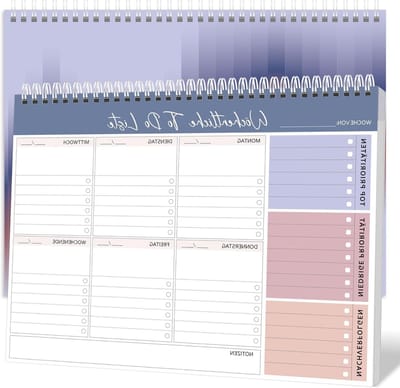 Weekly Planner A4, Geen Vaste Data (52 Pagina's), Bureau Agenda, Spiral, Taken en Afspraken Overzicht