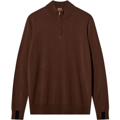 Mos Mosh 503342 289 mosmosh gallery mmgadam soft zip turtle neck knit cocoa brown