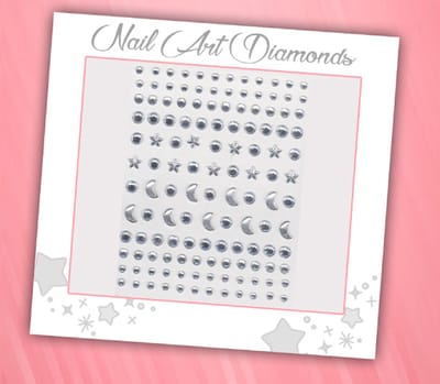 Nail Art Diamonds (130 Diamantjes Sterren/Manen Zilver) [Zelfklevend Nagel Steentjes Decoratie Versiering - Manicure Kunstnagels Nepnagels - Acryl Nagels Rhinestone Rhine Stones]