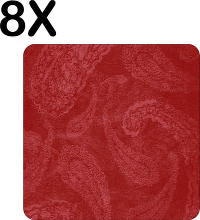 Luxe Placemat - Rood - Patroon - Achtergrond - Set van 8 Placemats - 50x50 cm - 2 mm dik Vinyl - Anti Slip - Afneembaar