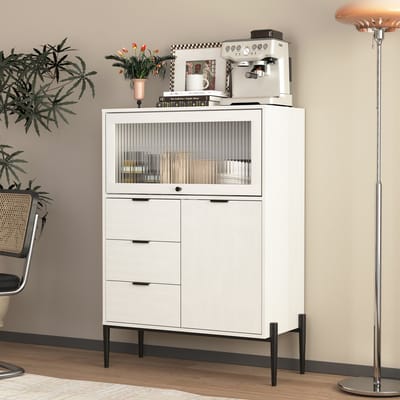 Keukenkast - 85 x 40 x 120 cm - Met 3 Lades en Deur - Opbergruimte - Hout - Naturel