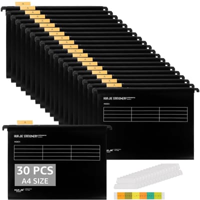 Dailygoods- Hangmappen A4 30 stuks - V-vormige opening - Met tabs/inzetstukken - Archiefmappen - Kantoor/school - Polypropyleen