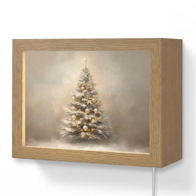 Wandlamp 20x15 cm - Oplaadbaar - Kerst - kerstboom - Sneeuw - Art - Wandlampen binnen woonkamer - Slaapkamer lamp met kabel - Decoratieve nachtlamp - Vloerlamp snoer