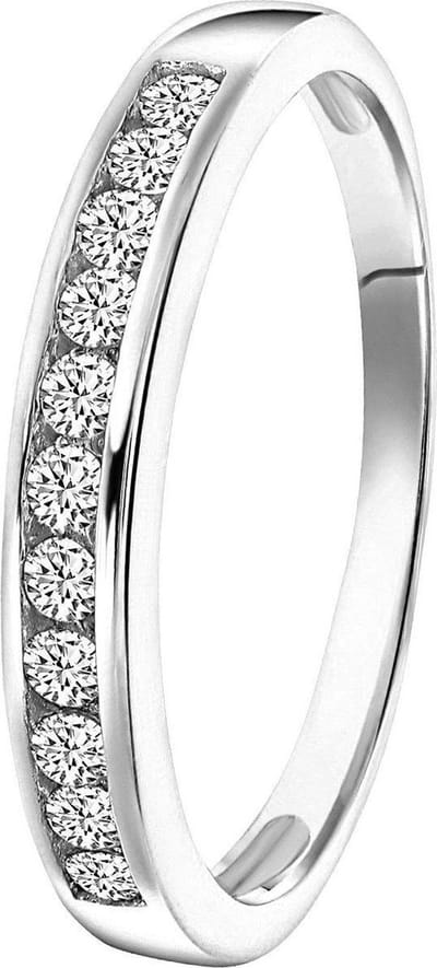 Lucardi Dames Ring met zirkonia - Ring - Cadeau - Echt Zilver - Zilverkleurig