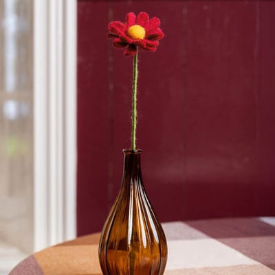 Wolvilt Herfst Margrietje - Bordeaux&Groen - Fairtrade Homedeco - 38x8cm