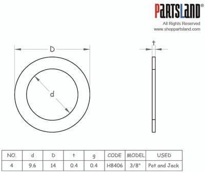 WSC Partsland Ring Washer 3/8" Nickel - Gitaaronderdeel