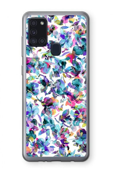 Case Company® - Hoesje geschikt voor Samsung Galaxy A21s hoesje - Hibiscus Flowers - Soft Cover Telefoonhoesje - Bescherming aan alle Kanten en Schermrand