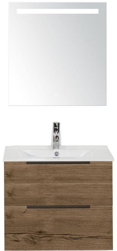 Seville Badmeubelset 60 cm - Tabacco Edge Greep - Wastafel Enjoy met Sence Spiegel