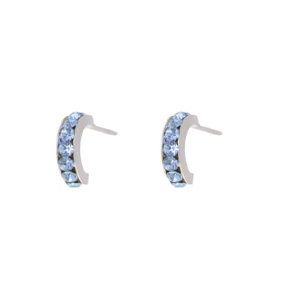 Behave – Oorbellen – 925 Sterling Zilveren Kleine Oorring met Aqua Licht Blauw Kristal steentjes