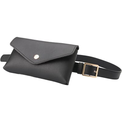 Dames Heuptas Leer Fanny Pack Borsttas Dames Riem Mode Pin Gesp Dunne Riem Tas zwart