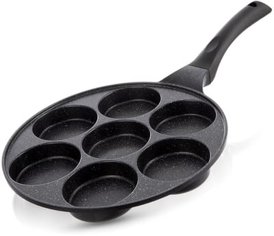 Eierpan Graniet 7 Gaten GRANDE 27 cm - Omeletpan - Egg Koekenpan - Pannenkoekenpan - Pancake