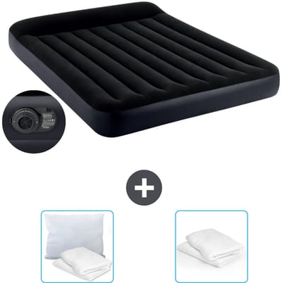 Intex Luchtbed - 2-Persoons - 152 x 203 x 25 cm - Blauw - Inclusief pomp - Kussen en Kussenbeschermer