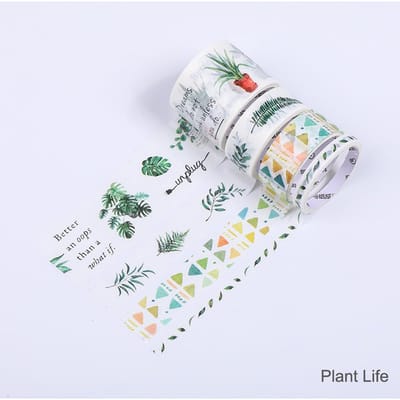 Washi Tape Set 4 Rollen 30mm 15mm 5mm Breed Decoratieve Kleurrijke Masking Tape Plakband Sticker Plant Life