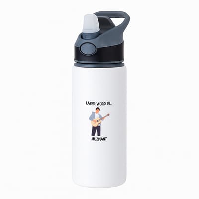 Hacebo® - Later word ik muzikant waterfles met rietje zwart - Muziek - Muziekanten - Muzikante - gitarist - zanger - zangeres - drummer - componist - performer - water fles - 650ML