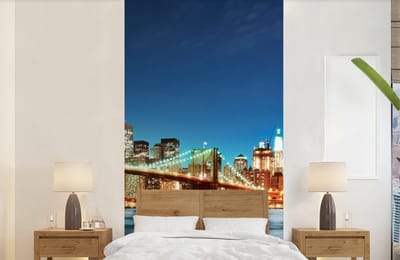 Behang - Fotobehang New York - Brug - Architectuur - Brooklyn - Licht - Breedte 120 cm x hoogte 240 cm