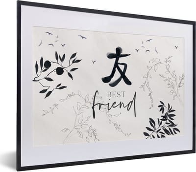 Fotolijst incl. Poster - Best friend - Vriendschap - Spreuken - Quotes - Vrienden - 40x30 cm - Posterlijst