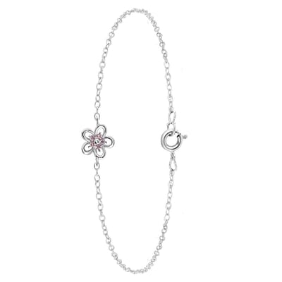 Lucardi Meisjes Armbandje met hanger met plating - Zirkonia - Cadeau - Echt Zilver - Zilverkleurig