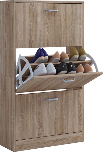 Houten plank Kipper schoenenrek Schoenenkast Schoenenkipper 3 kleppen Sipos L