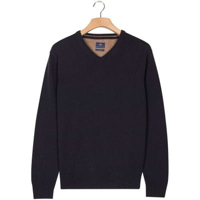 Baileys Trui V-Neck Lambswool Single Knit Navy / male