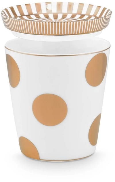 Mok en Theetip Pip Studio Dot Delight White-Gold Small (Set van 2)