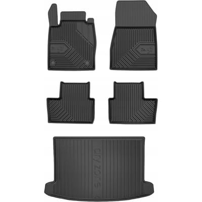 Frogum Voordeelset - Automatenset No.77 + Dry Zone Kofferbakmat - Geschikt voor Nissan Juke II (vanaf 2019) - Hoge laadvloer - TPE Rubber - Geurloos - Zwart