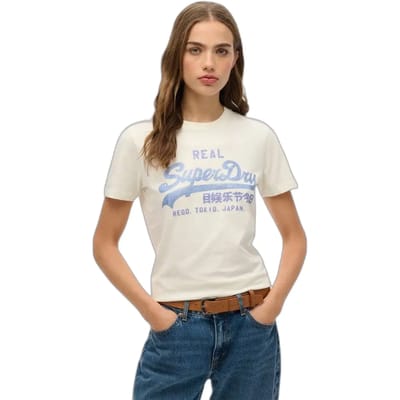 Superdry - Vintage Logo slim-fit T-shirt met strass-steentjes - Dames - T-shirts