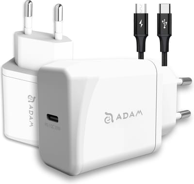 USB C Adapter incl 1m USB-C naar Micro USB kabel - Snellader – Gecertificeerde, Veilig en Compact Snellader (20W) - hoogwaardig - Wit (10 jaar grantie) - PD(PPS) - QC Fast Charge - Oplaadstekker USB-C