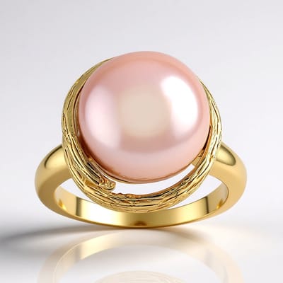 Cavill - Zilveren ring met paarse Ming parel 11,5 mm - 925 Sterling zilver verguld - elegante ronde parel - dames luxe sieraad maat 16-21