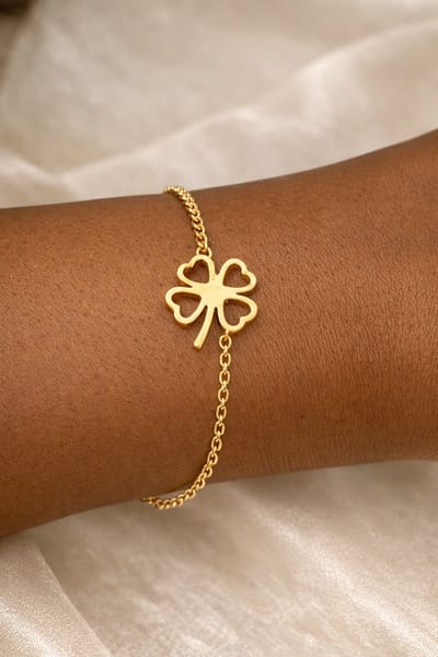 La Rosa Princesa Klavertje Vier Armband • 316L Premium Stainless Steel • Gold Plated • Geluksarmband met Betekenis • Verguld Lucky clover