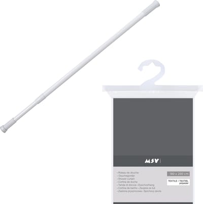 MSV Douchegordijn met ringen - donkergrijs - polyester - 180 x 200 cm - incl ophangstang uitschuifbaar 70-120 cm