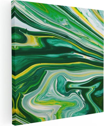 Artaza Canvas Schilderij Abstract Groen - 30x30 cm - Klein - Wanddecoratie Woonkamer - Muurdecoratie Modern - Kamer Accessoires