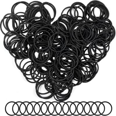 Haar elastiekjes voor meisjes - 200 stuks zwarte, metalenvrije ponytail houders, dunne elastieken voor elke haarstijl