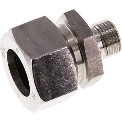 G 3/8'' Buitendraad x 22L RVS Rechte Snijring Koppeling met FKM Afdichting 160 Bar DIN 2353 - FL2S-MC-STFP-038G-22-L