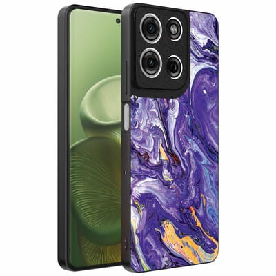 Geschikt voor Motorola Edge 60 Telefoonhoesje met Paars Goud Marmer Opdruk - TPU Backcover Case Purple Gold Marble Design - Paars Goud - Smartphonica geschikt voor Motorola Edge 60