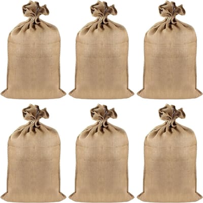 Grote jute zakken 105 x 60 cm, ideaal voor aardappelen, tuinieren en winterbescherming, set van 6 stuks