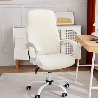 Stretch Bureaustoelhoes Geruit Patroon Computerstoelhoezen Elastisch Bureau Funda Silla Escritorio Stoelhoes Studiekamer S Chair Cover white