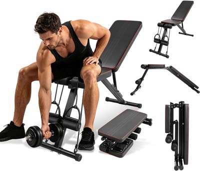 Verstelbare Fitnessbank / Halterbank, 7 Hoeken, Opvouwbaar, Max. 440LB Draagvermogen, Multifunctionele Trainingsbank voor Thuisgym